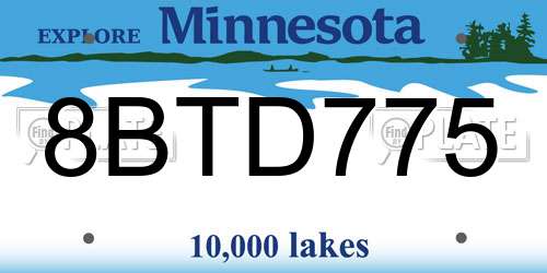 8BTD775 Minnesota License Plate