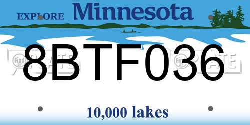 8BTF036 Minnesota License Plate