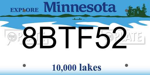 8BTF52 Minnesota License Plate