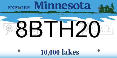 8BTH20 Minnesota License Plate