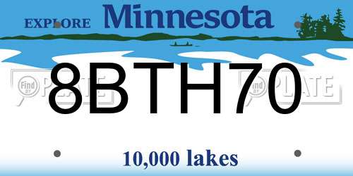 8BTH70 Minnesota License Plate