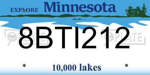 8BTI212 Minnesota License Plate