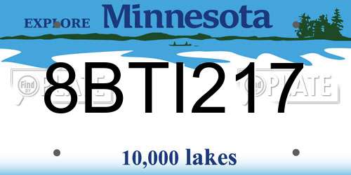 8BTI217 Minnesota License Plate
