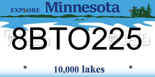 8BTO225 Minnesota License Plate