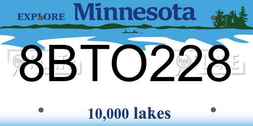 8BTO228 Minnesota License Plate