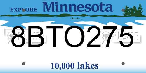 8BTO275 Minnesota License Plate