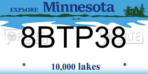 8BTP38 Minnesota License Plate