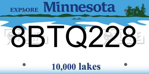 8BTQ228 Minnesota License Plate