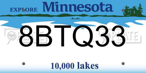 8BTQ33 Minnesota License Plate