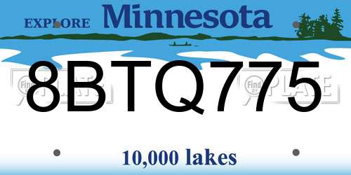 8BTQ775 Minnesota License Plate