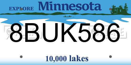 8BUK586 Minnesota License Plate