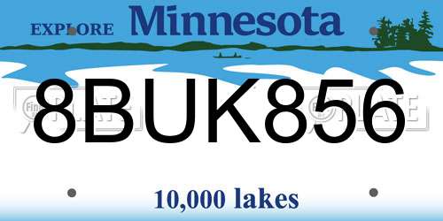 8BUK856 Minnesota License Plate