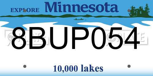 8BUP054 Minnesota License Plate