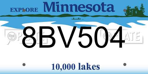 8BV504 Minnesota License Plate