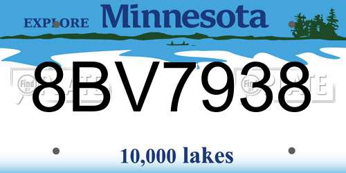8BV7938 Minnesota License Plate