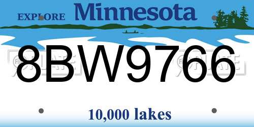 8BW9766 Minnesota License Plate