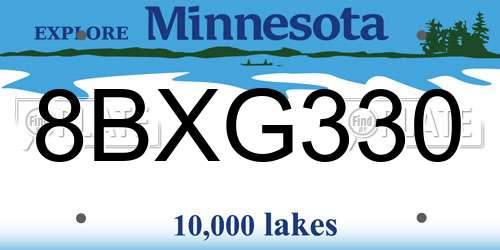 8BXG330 Minnesota License Plate