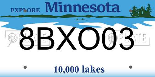 8BXO03 Minnesota License Plate