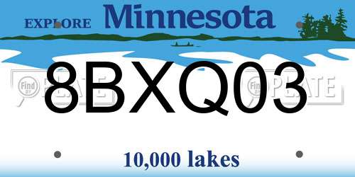 8BXQ03 Minnesota License Plate