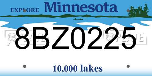 8BZ0225 Minnesota License Plate