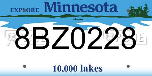 8BZ0228 Minnesota License Plate
