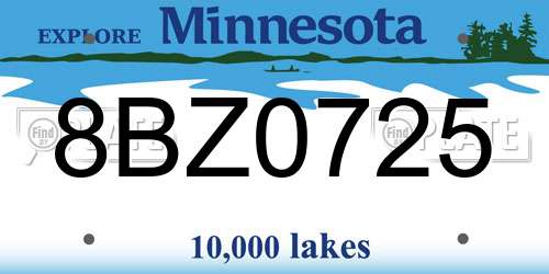 8BZ0725 Minnesota License Plate