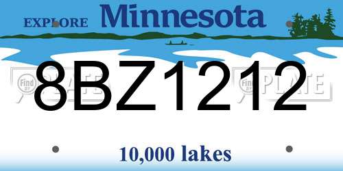 8BZ1212 Minnesota License Plate