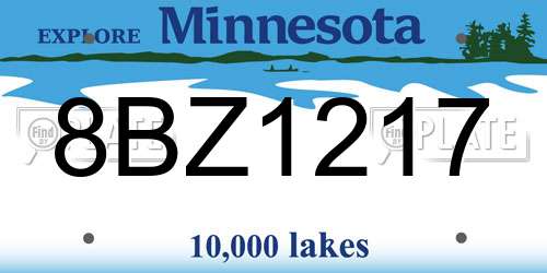 8BZ1217 Minnesota License Plate