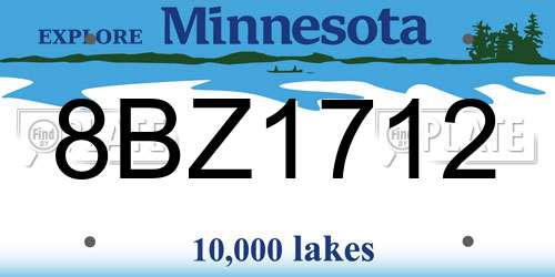 8BZ1712 Minnesota License Plate