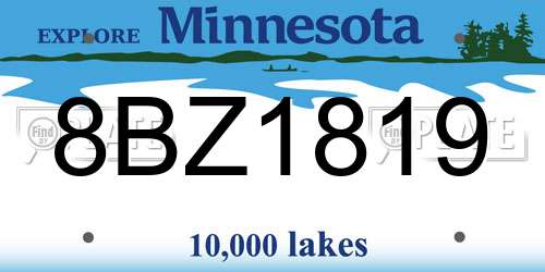 8BZ1819 Minnesota License Plate