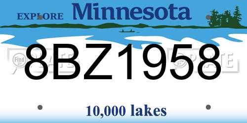 8BZ1958 Minnesota License Plate