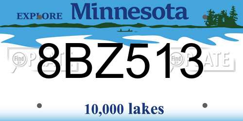8BZ513 Minnesota License Plate