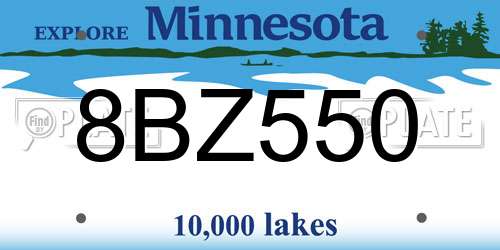 8BZ550 Minnesota License Plate