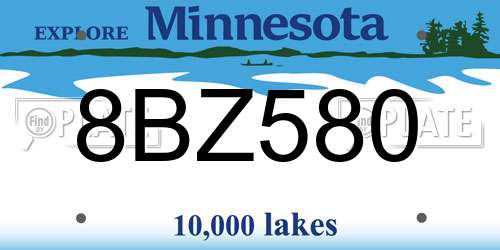 8BZ580 Minnesota License Plate