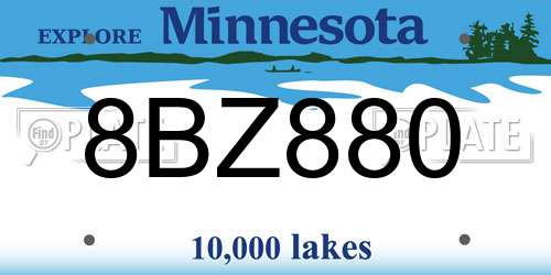 8BZ880 Minnesota License Plate