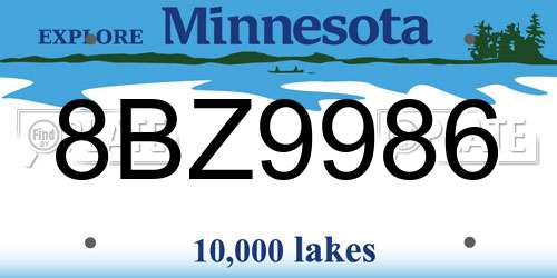 8BZ9986 Minnesota License Plate