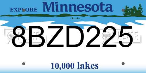 8BZD225 Minnesota License Plate