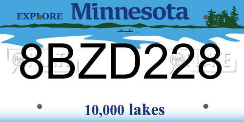 8BZD228 Minnesota License Plate