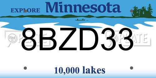 8BZD33 Minnesota License Plate