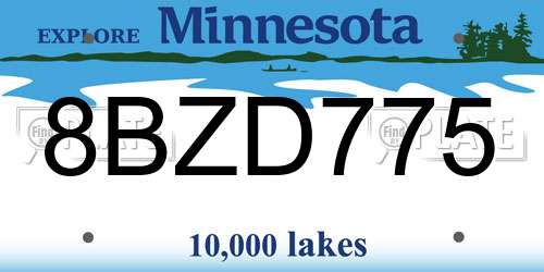 8BZD775 Minnesota License Plate