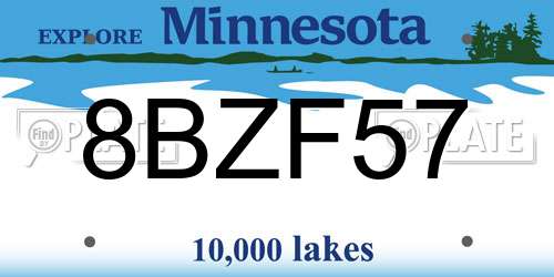 8BZF57 Minnesota License Plate