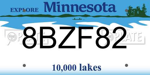 8BZF82 Minnesota License Plate