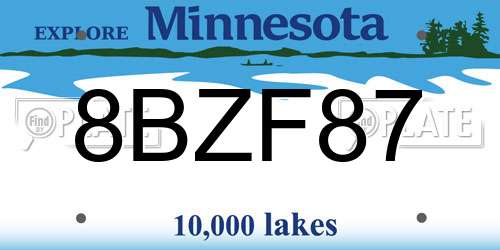 8BZF87 Minnesota License Plate