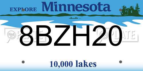 8BZH20 Minnesota License Plate