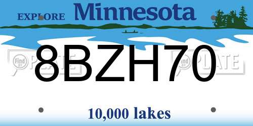 8BZH70 Minnesota License Plate