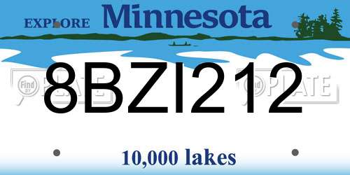 8BZI212 Minnesota License Plate