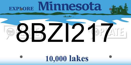8BZI217 Minnesota License Plate