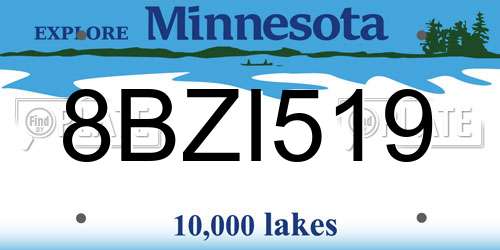 8BZI519 Minnesota License Plate