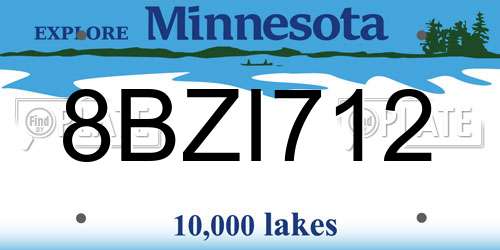 8BZI712 Minnesota License Plate