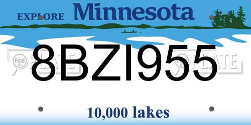8BZI955 Minnesota License Plate